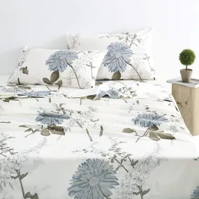 - Floral Sheet Set, Botanical Flowers Pattern Printed, Soft Microfiber Bedding