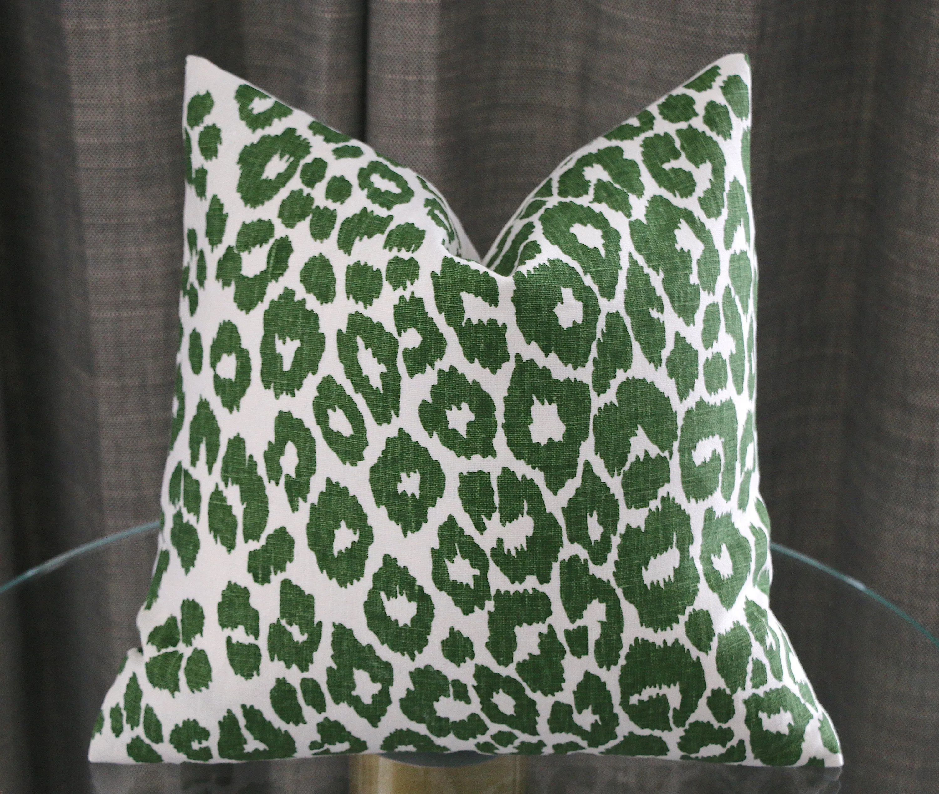 10 Sizes: Iconic Leopard Green Decorative Pillow Cover, DOUBLE SIDED, Dark Green Iconic Leopard, Schumacher Accent Pillow Cover