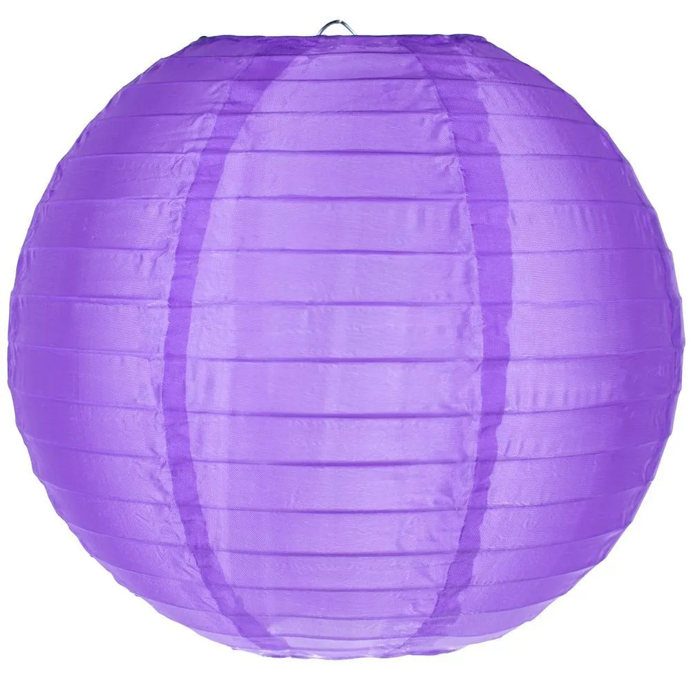 10" Purple Shimmering Nylon Lantern, Even Ribbing, Durable, Hanging