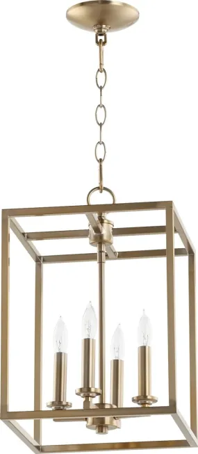 11"W 4-light Entry Foyer Hall Chandelier Aged Brass