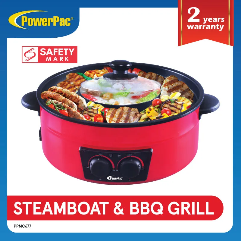 2  in 1 Steamboat & BBQ Grill, Multi Cooker (PPMC677)