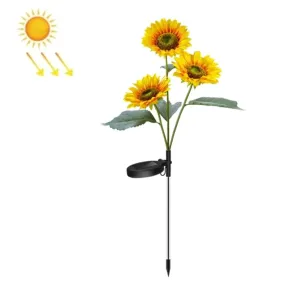 2 Pack Solar Garden Light With 3 Sunflowers