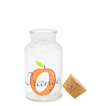 250ml Glass Canister Jar with Cork Lid Orange Print SGN1355