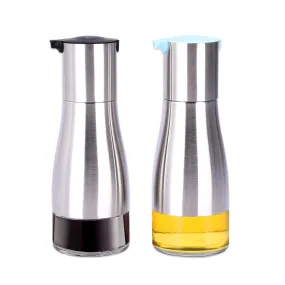 2lb Depot Oil And Vinegar Dispenser Set - Brushed Steel & Glass Containers