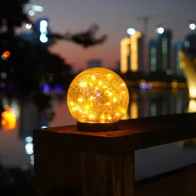 2Pcs Solar Lights Outdoor Garden Decor Cracked Glass Ball Warm Lights