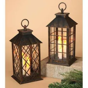 2/Set Battery Operated Brushed Finish Trio Lantern, 2 Asstd.