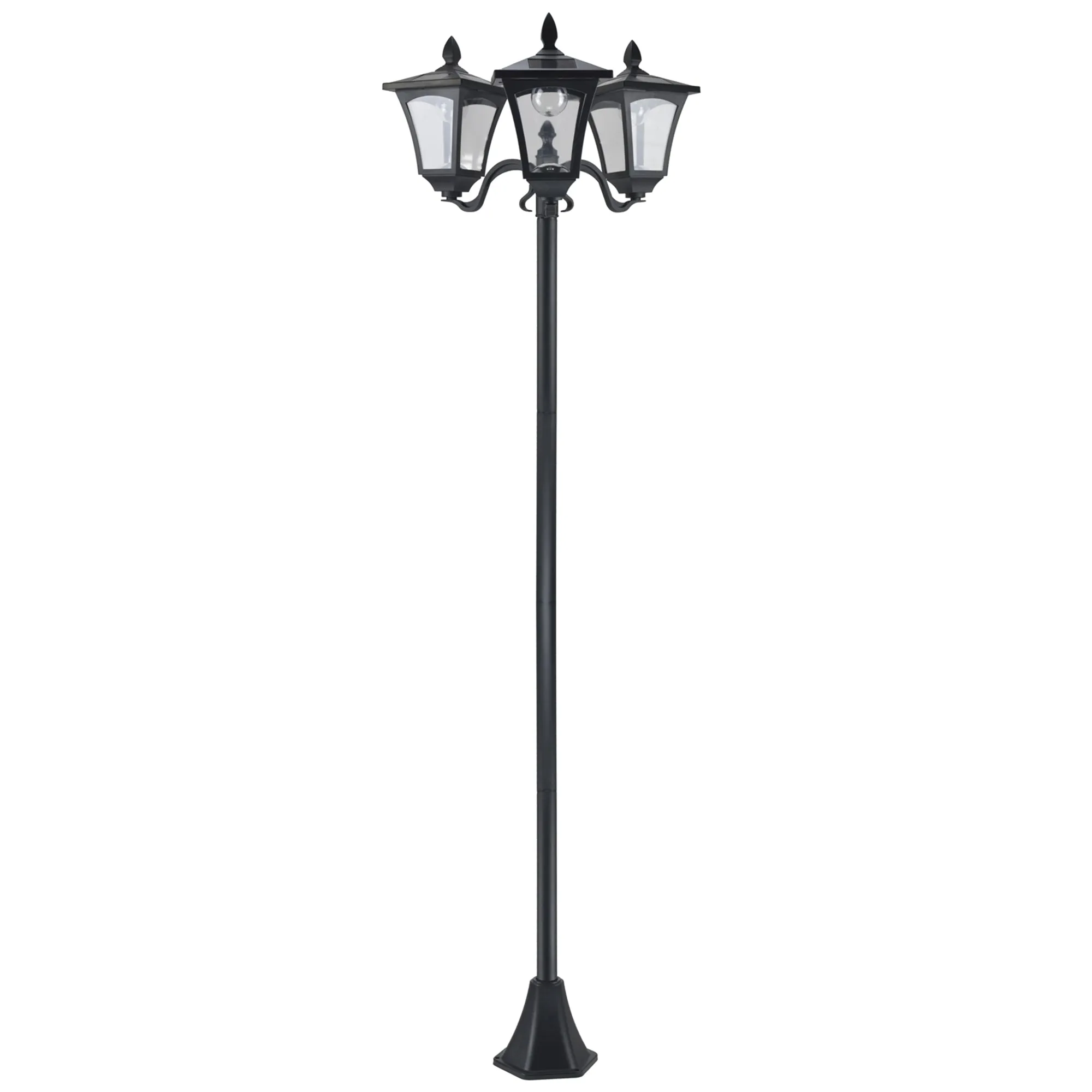 3-Solar Powered Lamp Post, IP44, 51.5Lx47Wx182.5H cm-Black