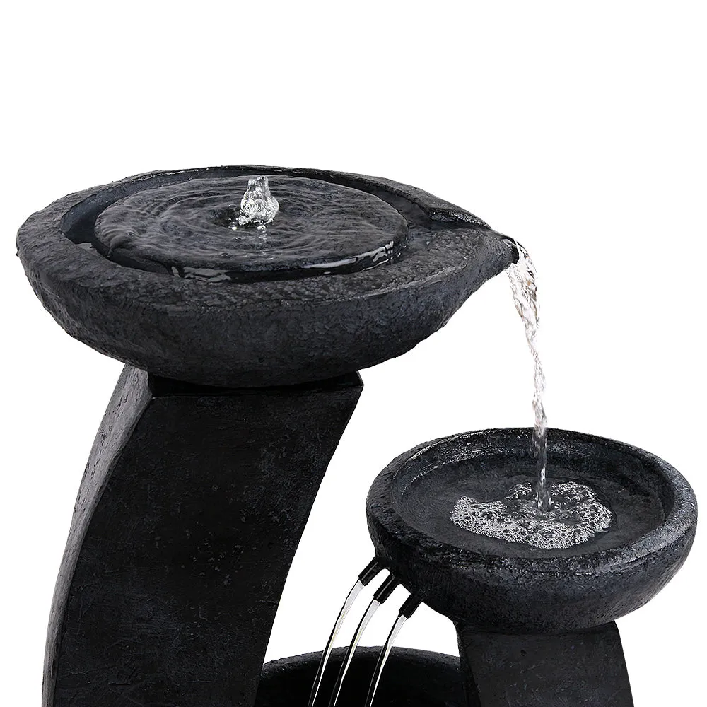 3-Tier LED Solar Water Feature, Polyresin, 70CM - Gardeon