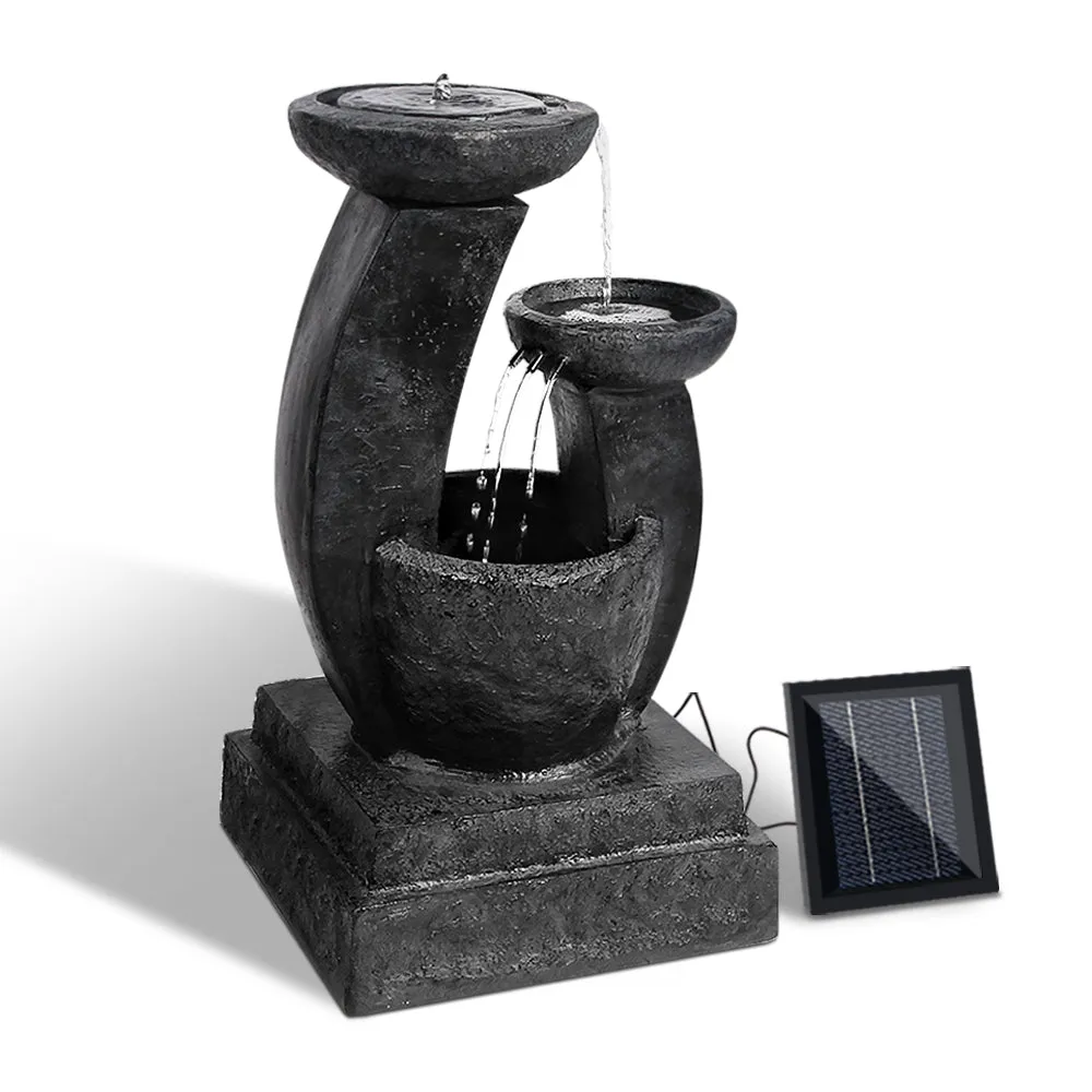 3-Tier LED Solar Water Feature, Polyresin, 70CM - Gardeon