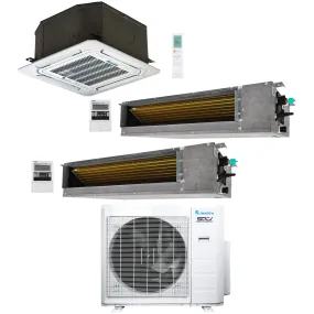 3-Zone Klimaire 22.25 SEER2 Multi Split Ducted Recessed Ceiling Cassette Air Conditioner Heat Pump System 12 12 12