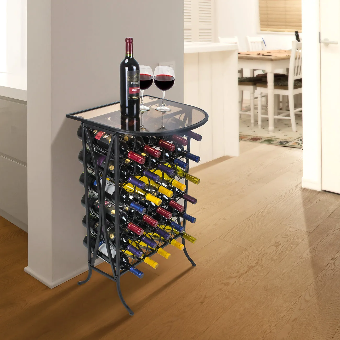 30 Bottle Wine Stand (Glass Top)