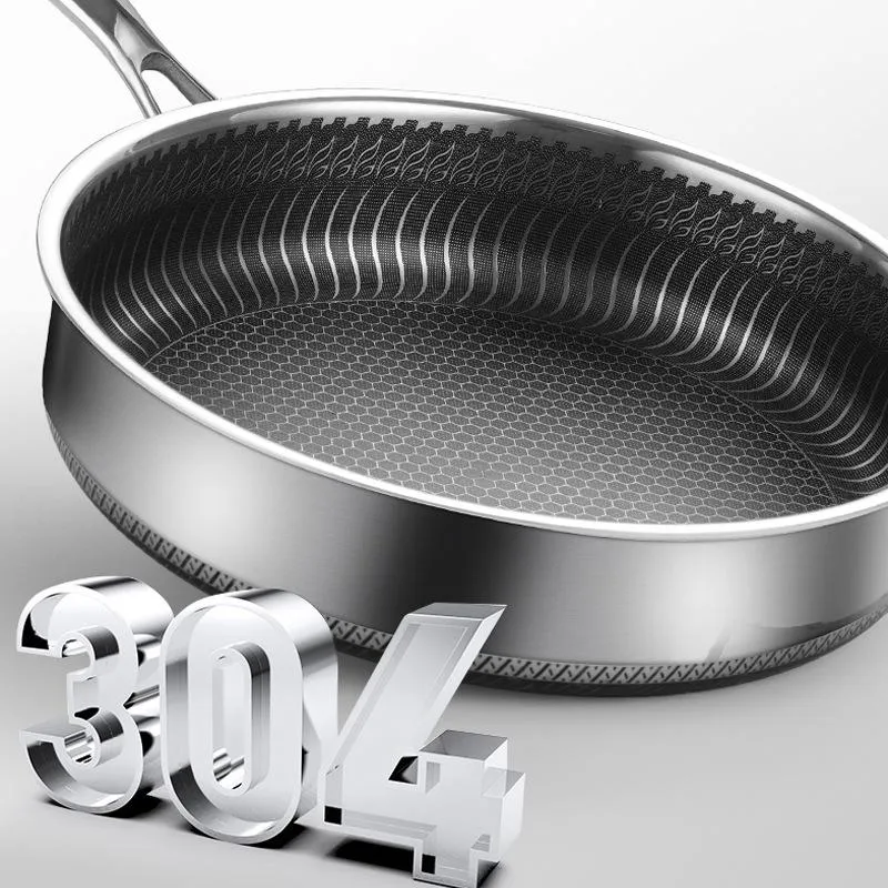 316 Stainless Steel Frying Pan Non-Stick Cooking Frypan Cookware 28cm Honeycomb Double Sided