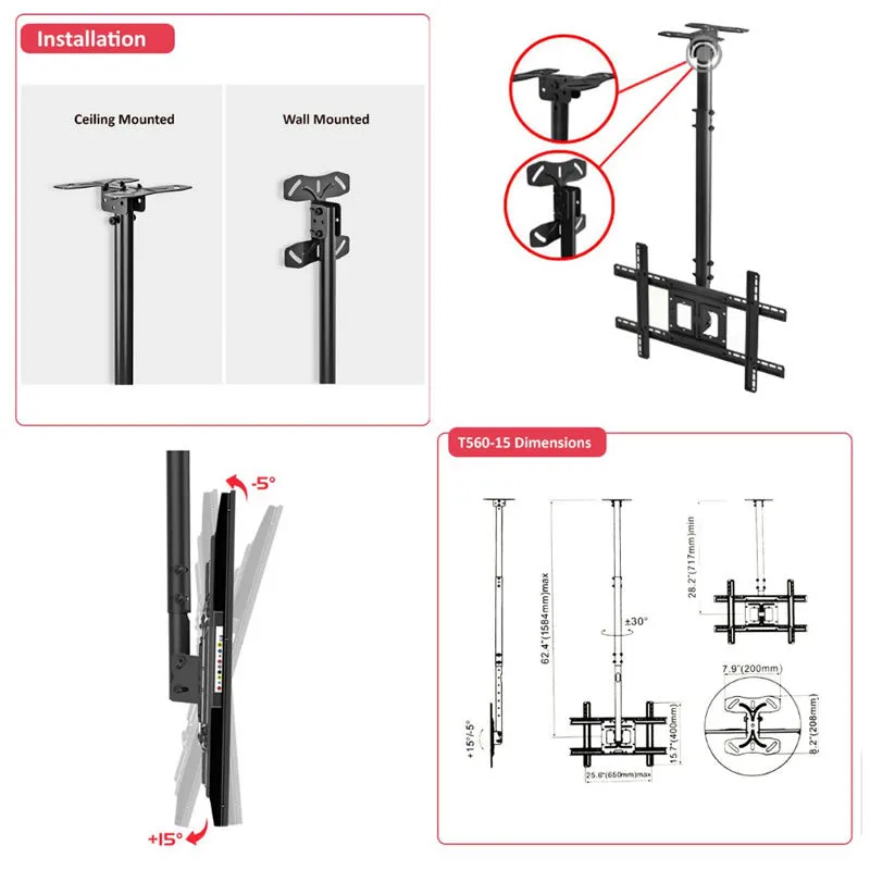 32"-70" Flat Panel Ceiling Tv Mount Monitor Wall Mount Bracket -Nbt560-15