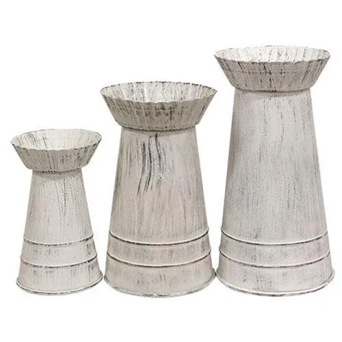 3/Set, Shabby Chic Fluted Pillar Holders