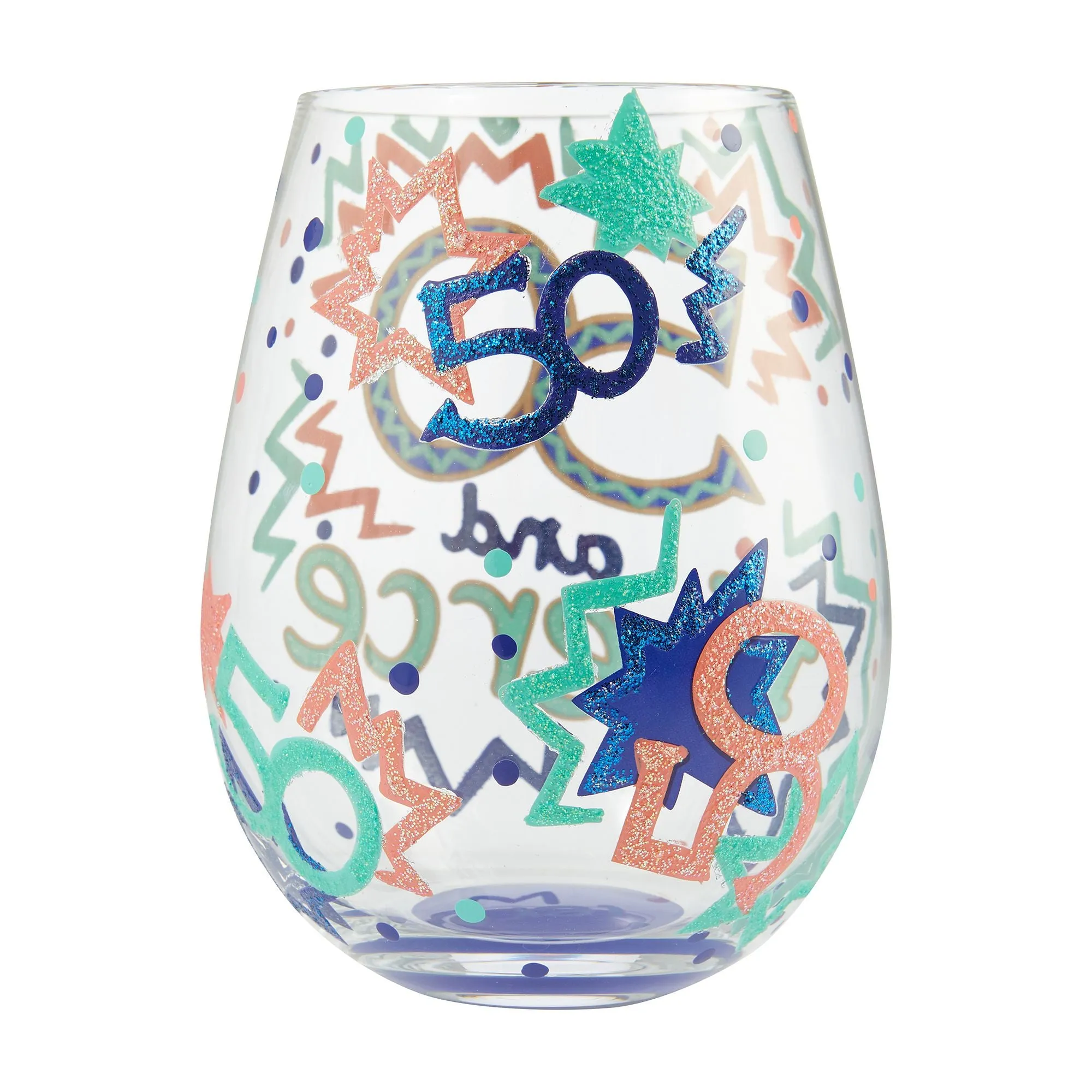 50 and Fierce Hand-Painted Stemless Wine Glass, 20 oz.