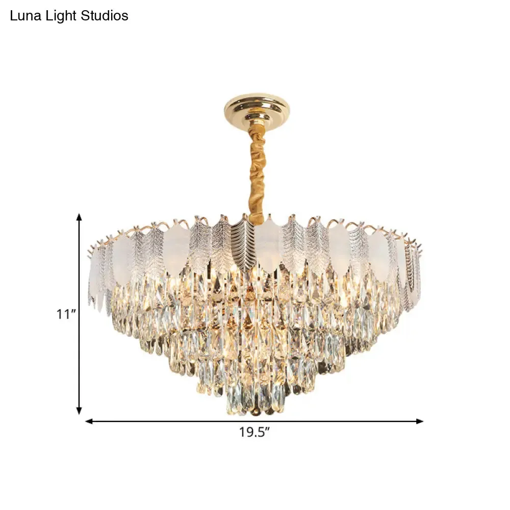 7-Head Clear Crystal Prisms Chandelier Pendant Light – Modern Circular Ceiling Suspension Lamp