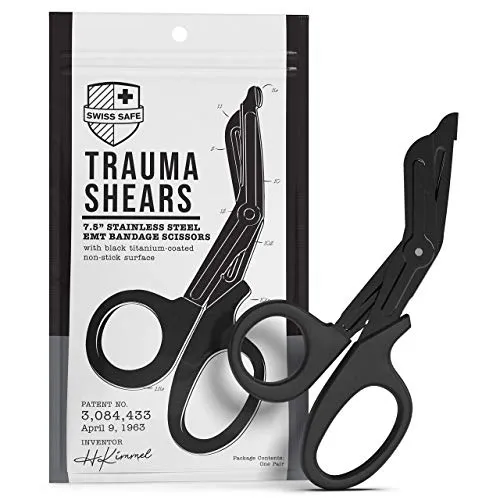 7.5" EMT Trauma Shears (Various Colors) - Heavy Duty Bandage Scissors, Military-Grade for Doctors, Nurse, Paramedic First Responder and First Aid Emergency Trauma Kits (Black Shears)