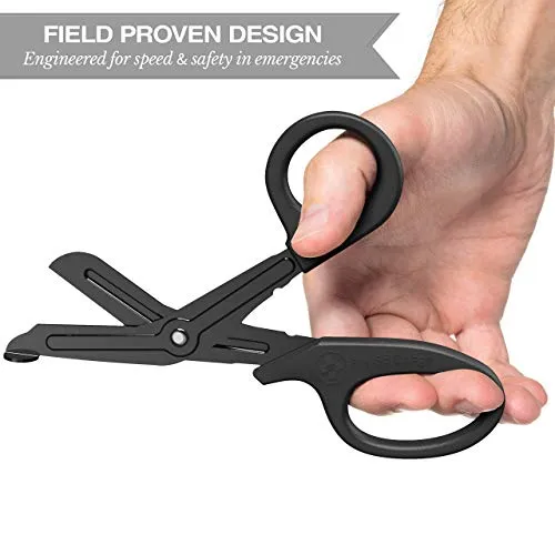 7.5" EMT Trauma Shears (Various Colors) - Heavy Duty Bandage Scissors, Military-Grade for Doctors, Nurse, Paramedic First Responder and First Aid Emergency Trauma Kits (Black Shears)