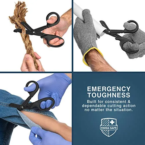 7.5" EMT Trauma Shears (Various Colors) - Heavy Duty Bandage Scissors, Military-Grade for Doctors, Nurse, Paramedic First Responder and First Aid Emergency Trauma Kits (Black Shears)