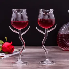 8.2oz OPEN ROSE Crystal Wine Glasses, set of 2