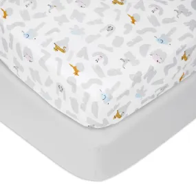 aden   anais Cotton Poplin Crib Sheets 2 pack Alphabet Animals Grey