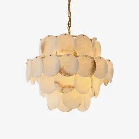 Alabaster Shell Brass Chandelier