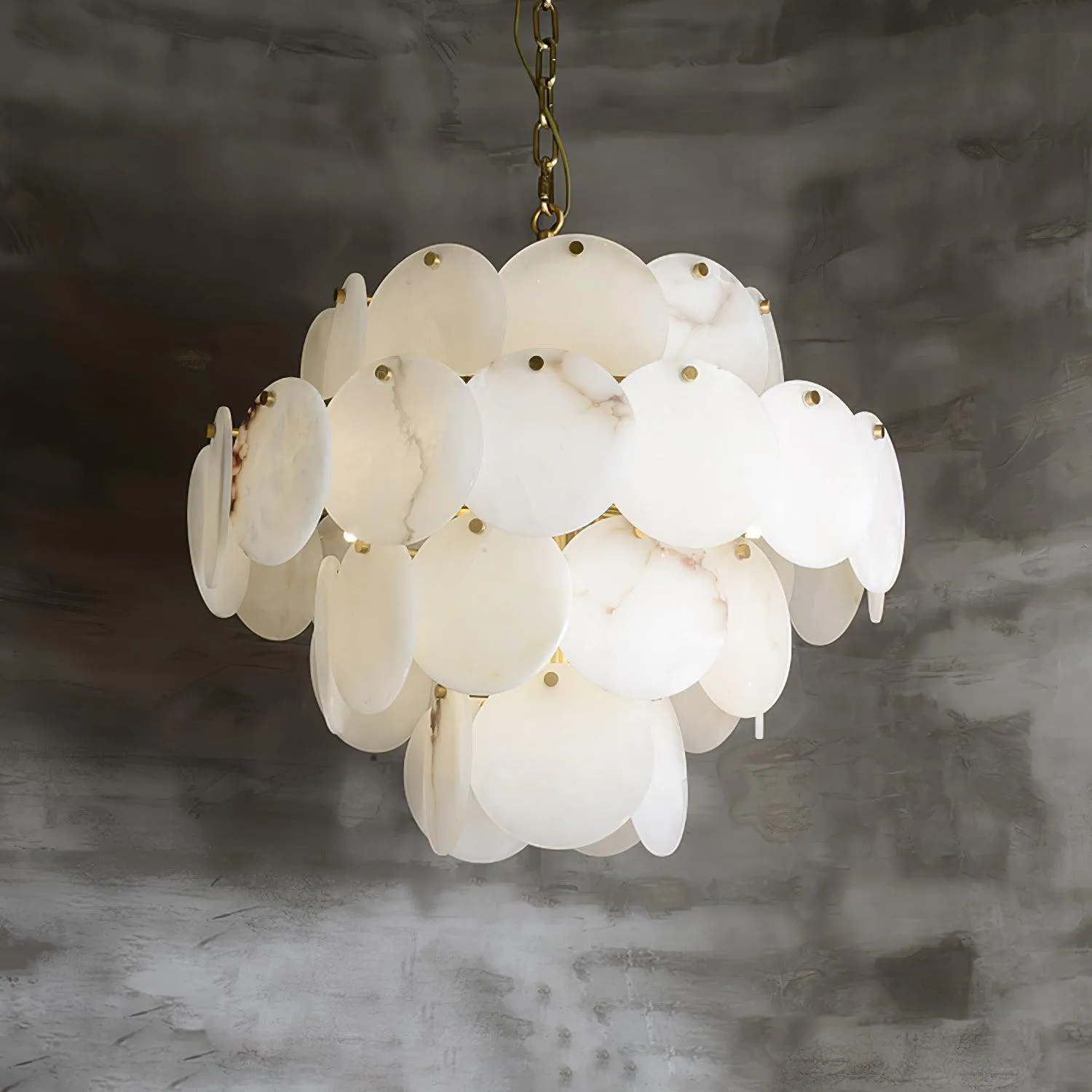 Alabaster Shell Brass Chandelier