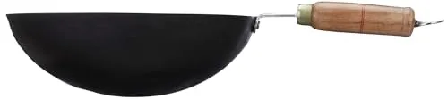 Amazon Brand - Solimo Sheet Metal Iron Wok 24 cm (Black)