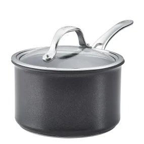 Anolon X SearTech Aluminum Nonstick Cookware Saucepan with Lid, 3-Quart, Super Dark Gray