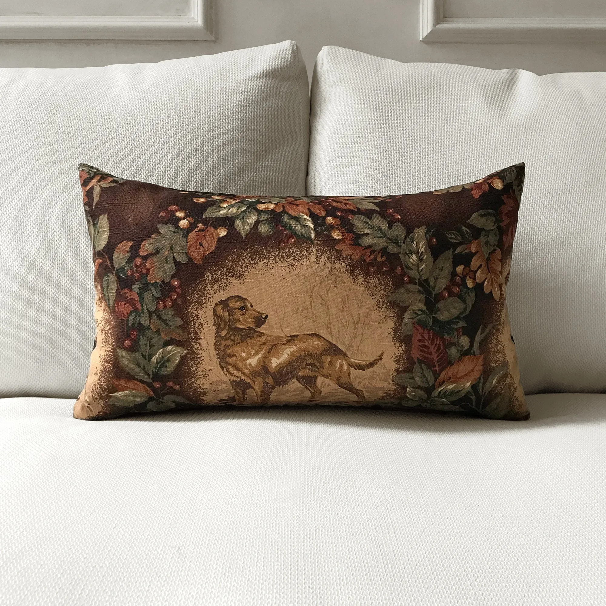 Autumnal Dog Lumbar Pillow Cover 13x22