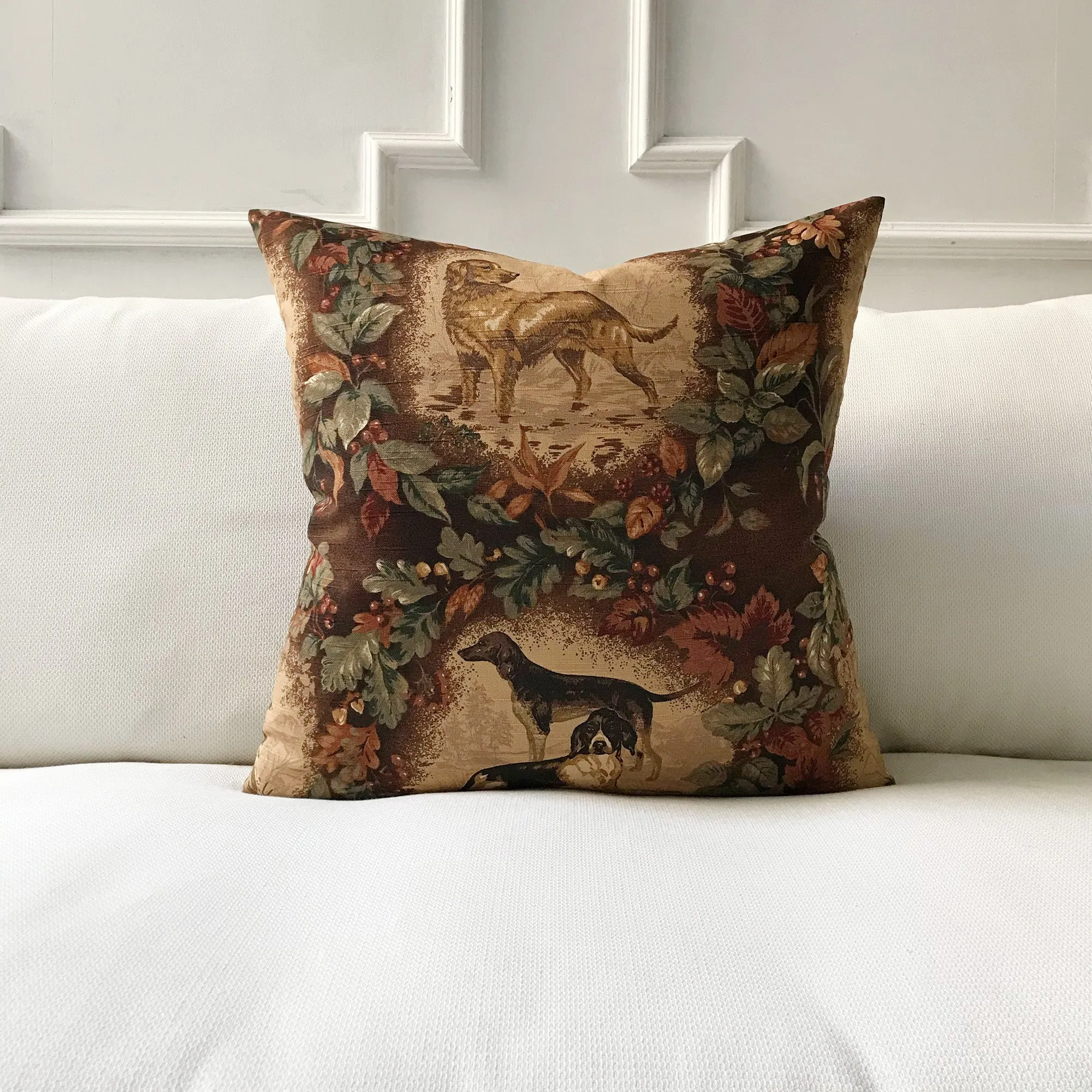 Autumnal Dog Throw Pillow Cover 22x22