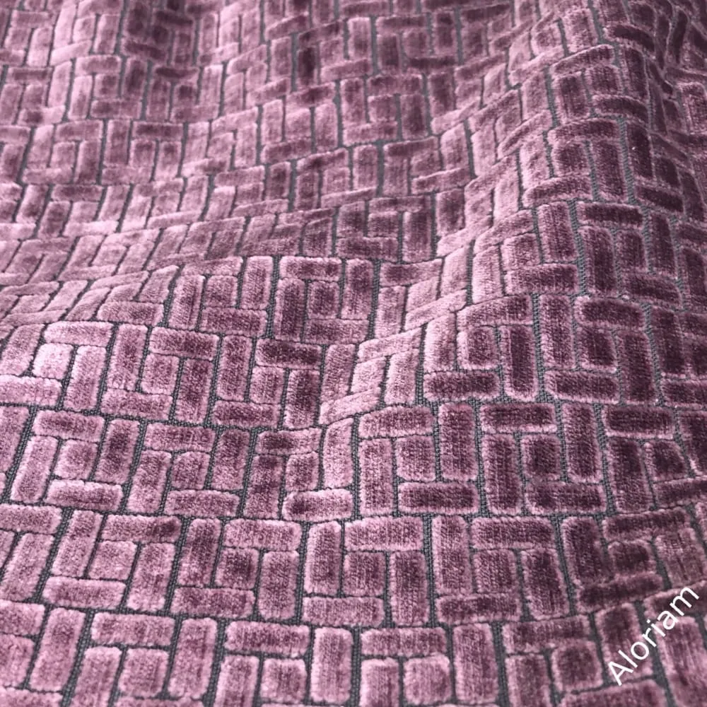 Bari Mauve Purple Velvet Geometric Lattice Pillow Cover