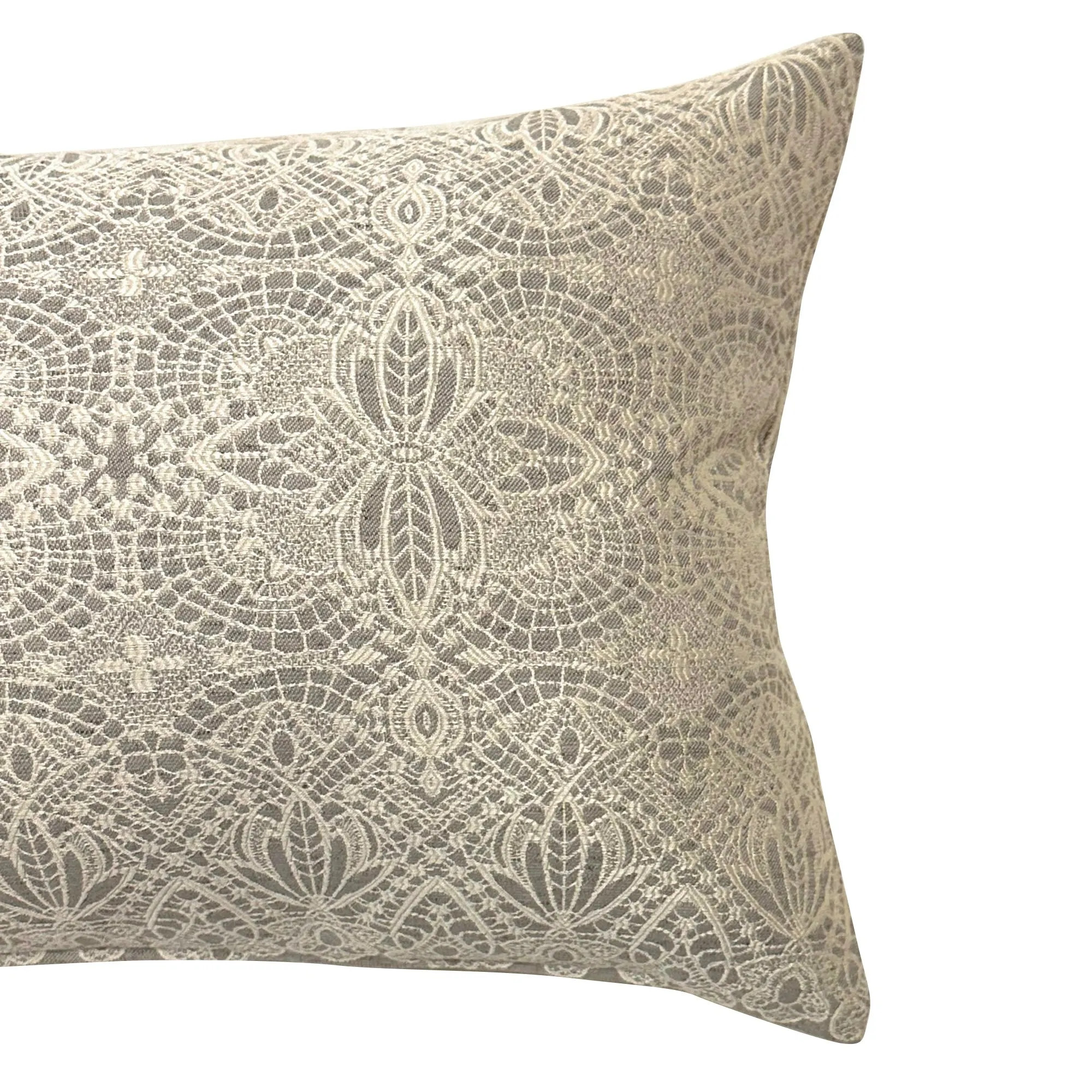 Beige Boho Embroidered Lumbar Pillow Cover 15x26