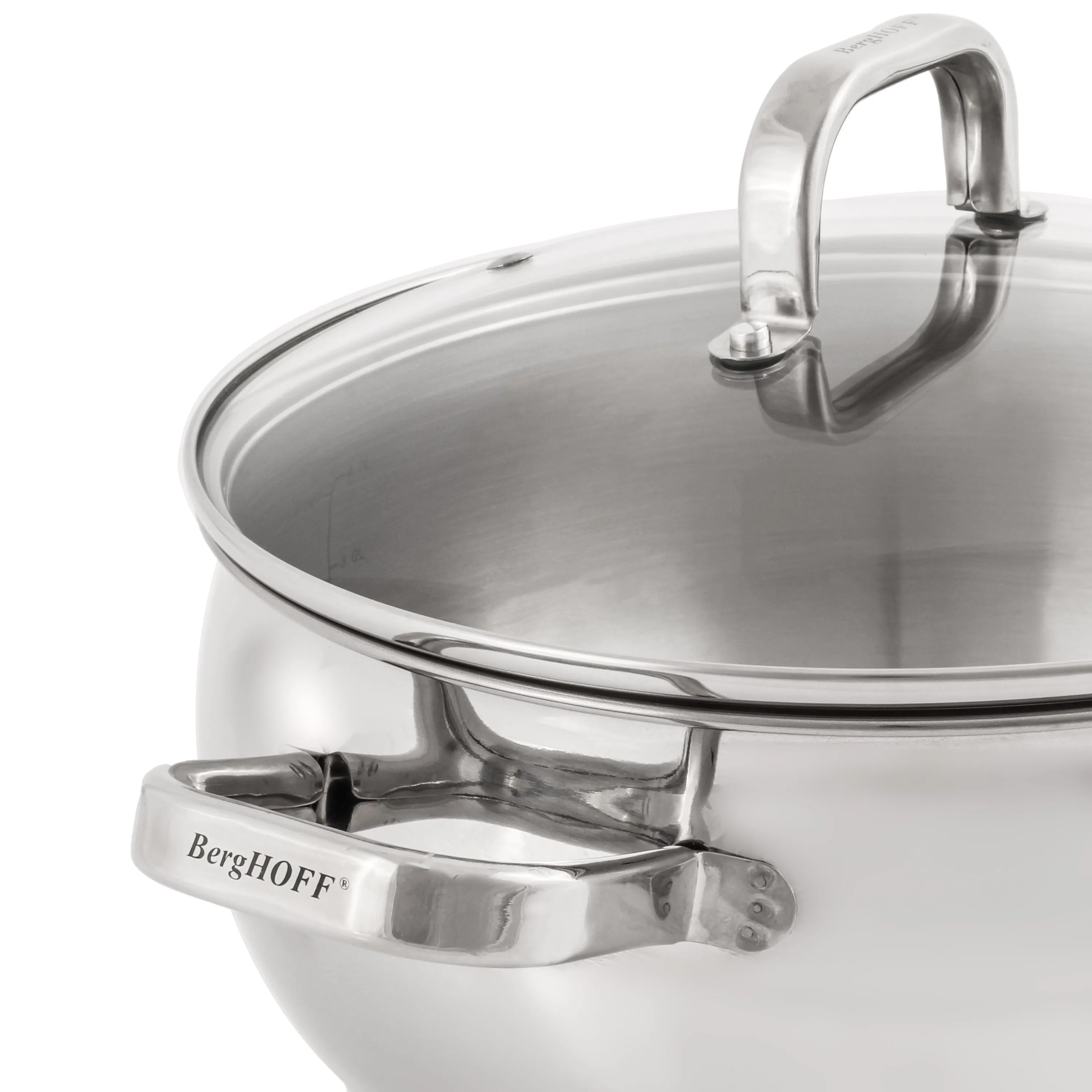 BergHOFF Belly Shape 3pc 18/10 Stainless Steel Steamer Set with Glass Lid