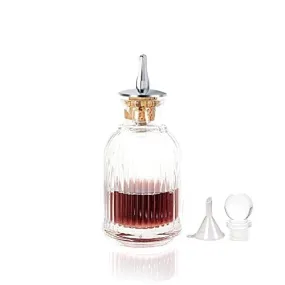 Bitters Bottle - 3.4oz / 100ml Glass Bitters Bottle for Cocktail with Stainless Steel Dash Top, Bitters Dropper Bottle, Stripe Design, SC011 (Stripe Bottle 3.4oz)