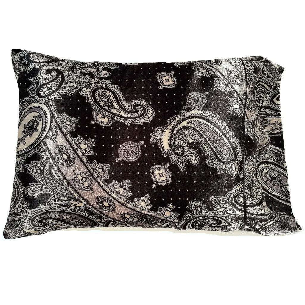 Black and Gray Paisley Decorative Pillow and Pillow Case