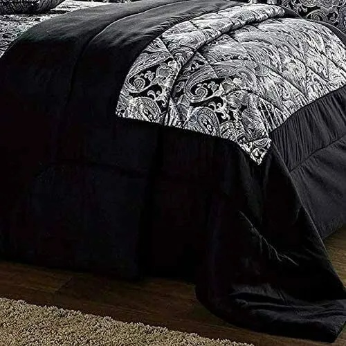 Black Jacquard Bedspread Quilted Bed Throw Coverlet With Pillow Shams Single, Double, King, Superking