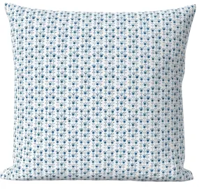 Blue Calico Block Printed Linen Pillow Cover: Available in 10 Sizes