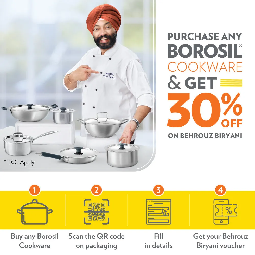 Borosil Cookfresh SS Saucepan   Lid