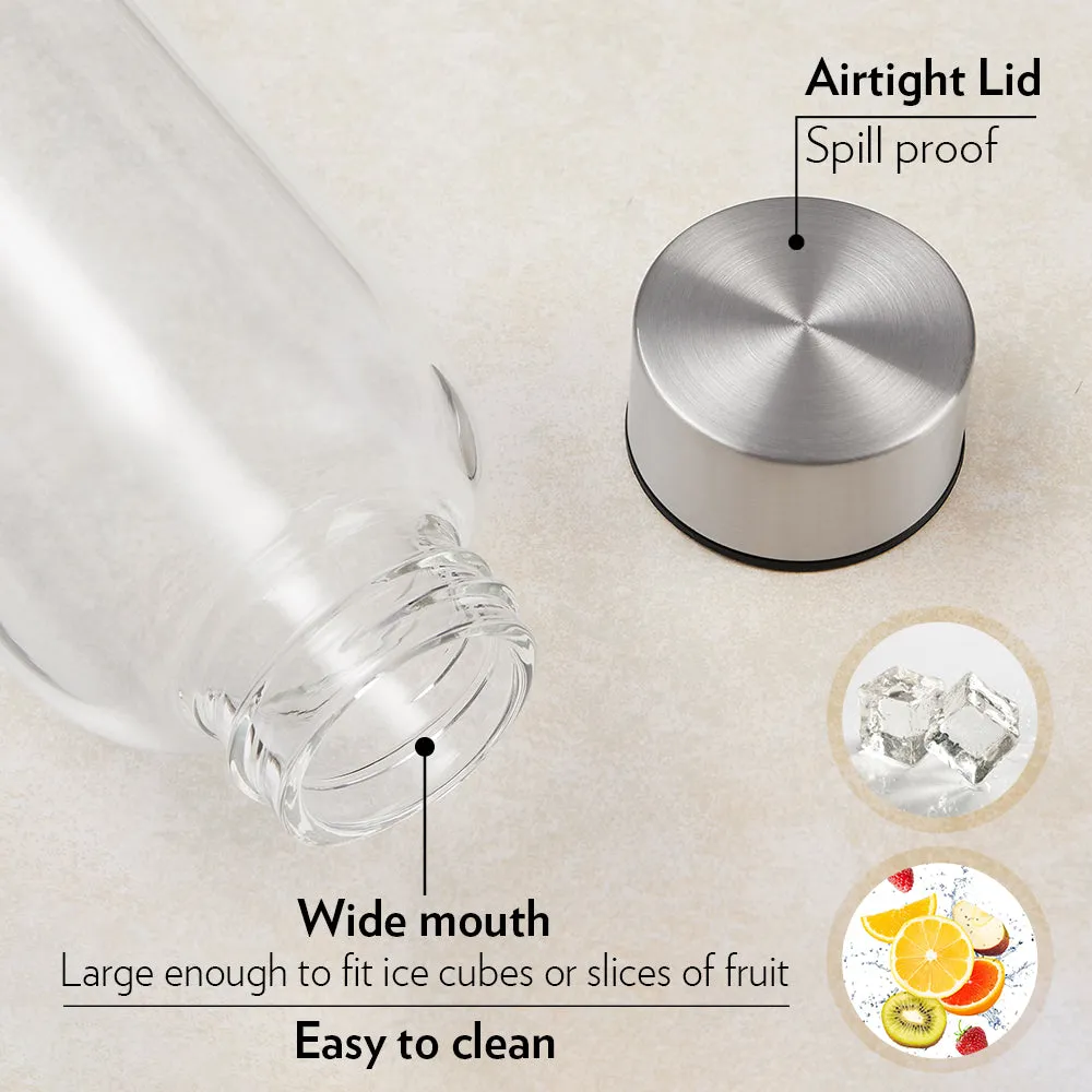 Borosil Crysto Glass Bottle - SS Lid - Personalise