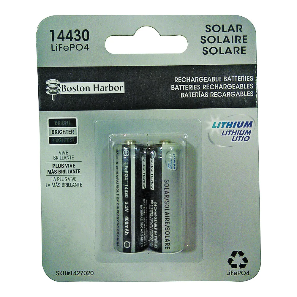 Boston Harbor BTLP14430400-D2 Solar Battery, Rechargeable, Lithium Iron Phosphate, For: Solar Light