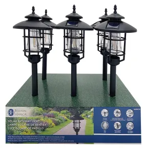 Boston Harbor Solar Stake Light w/LED Filament, Ni-Mh Battery, AA Battery, 1-Lamp, Black, Battery Included: Yes :EA: QUANTITY: 6