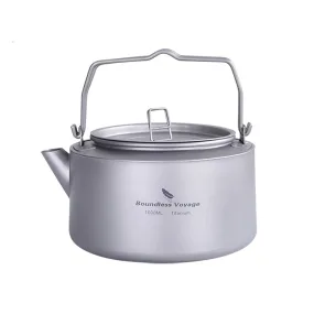 Boundless Voyage Outdoor Camping Titanium 1L Kettle with Folding Handle Filter Ultralight Big Capacity Pot