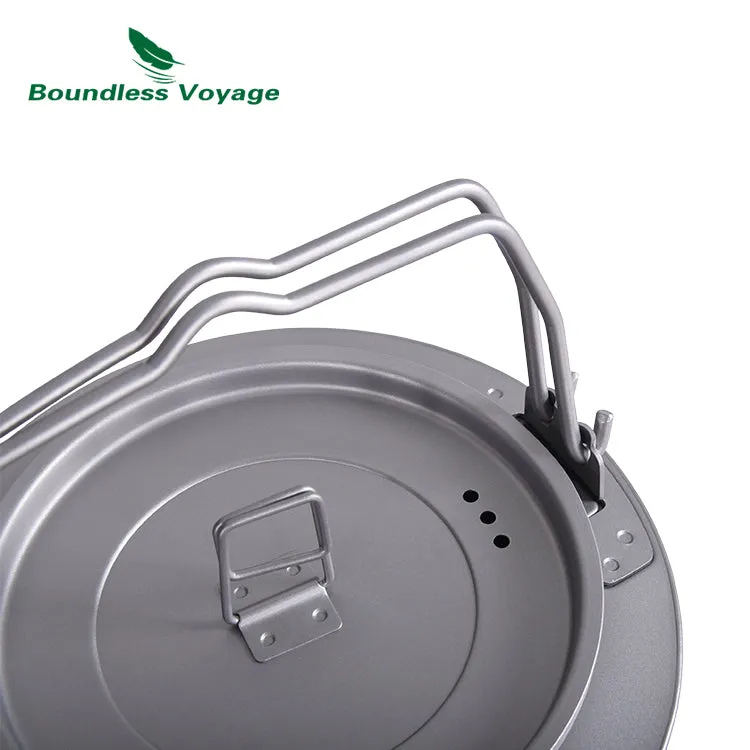 Boundless Voyage Outdoor Camping Titanium 1L Kettle with Folding Handle Filter Ultralight Big Capacity Pot