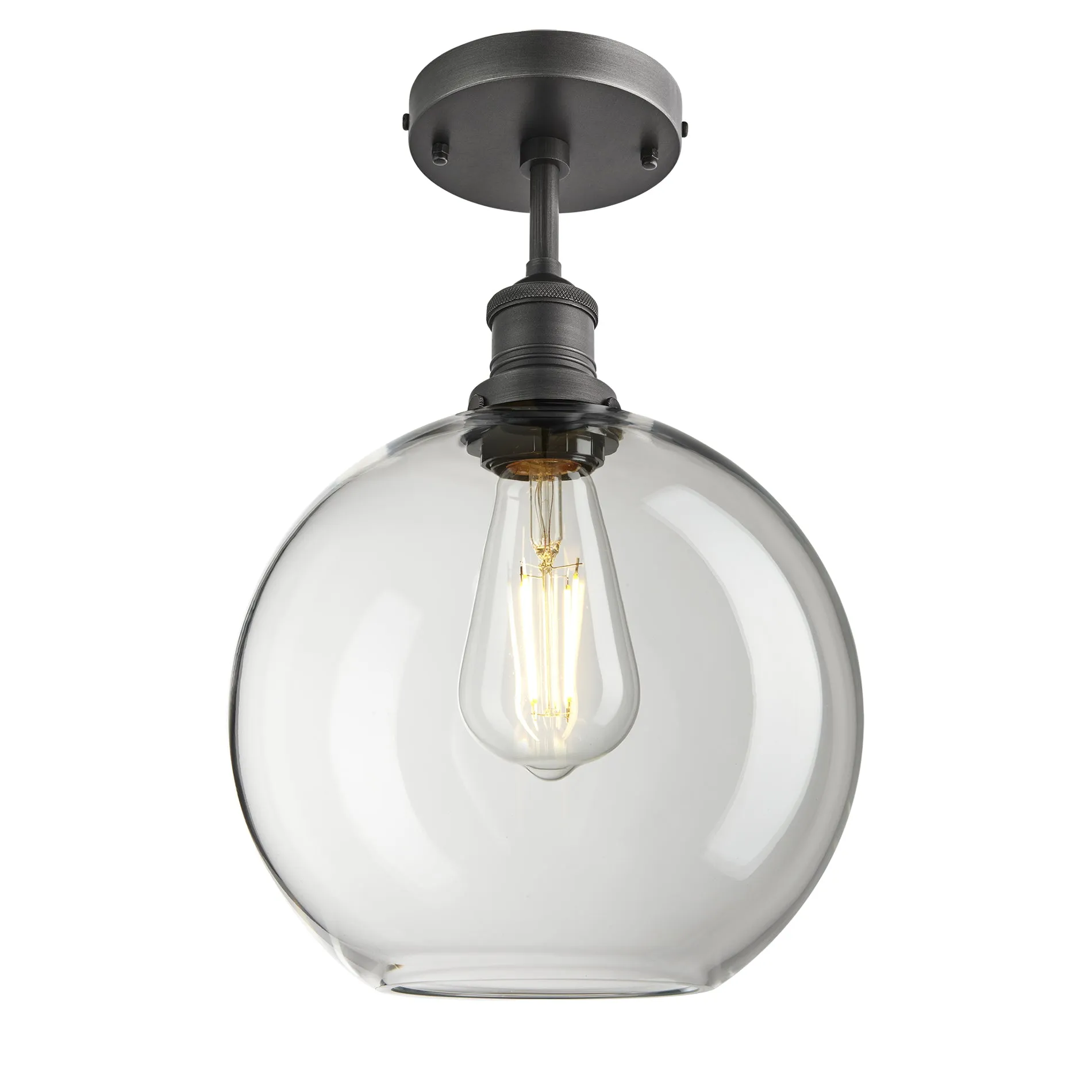 Brooklyn Glass Globe Flush Mount - 9 Inch - Clear