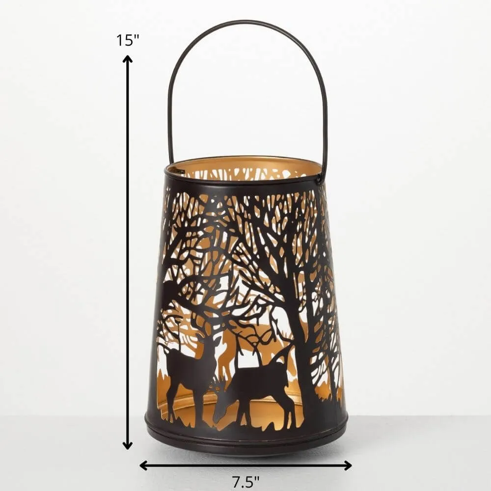 Brown Metal Deer Lantern