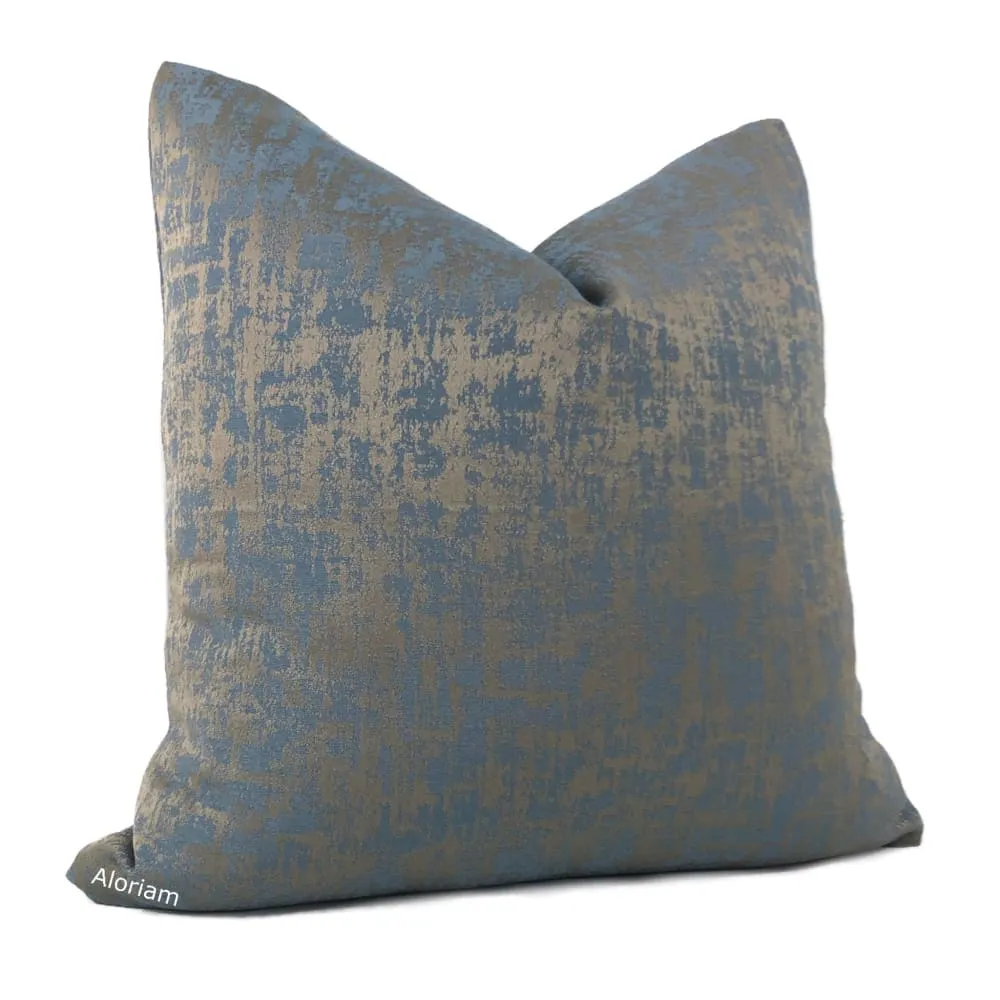 Bruno Slate Blue Bronze Brown Abstract Pillow Cover