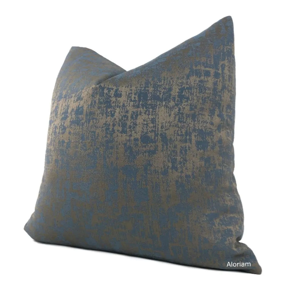 Bruno Slate Blue Bronze Brown Abstract Pillow Cover