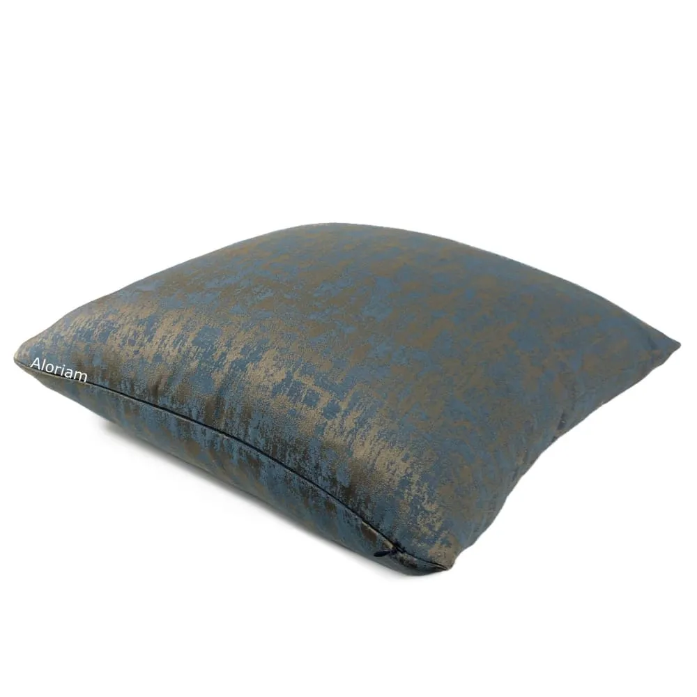 Bruno Slate Blue Bronze Brown Abstract Pillow Cover