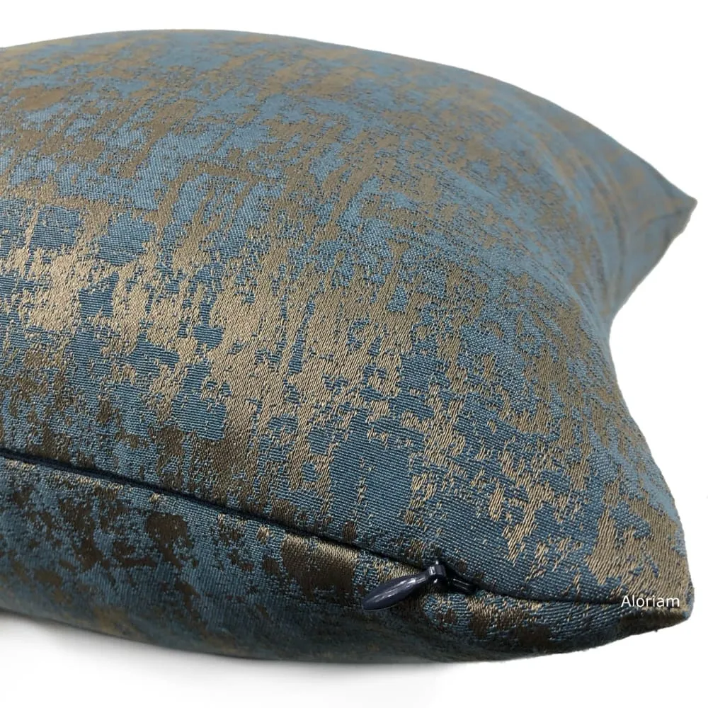 Bruno Slate Blue Bronze Brown Abstract Pillow Cover